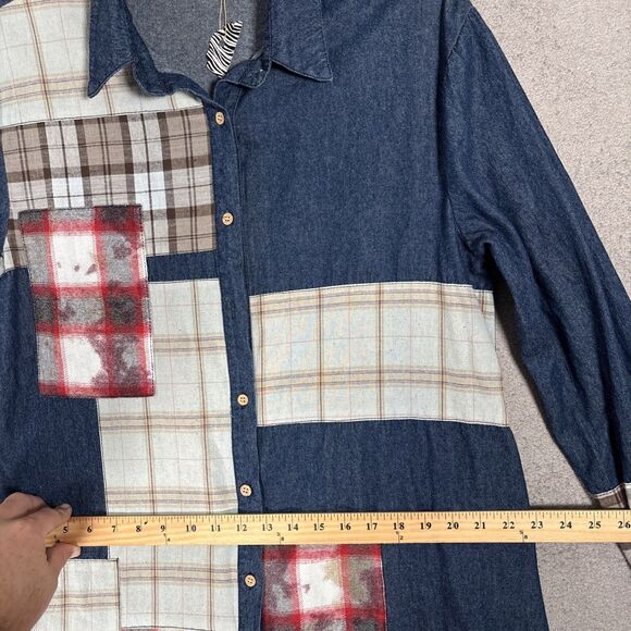 Origami Dress Size S Denim Patchwork Quilt Midi Oversized Lagenlook Cottagecore - Picture 8 of 16